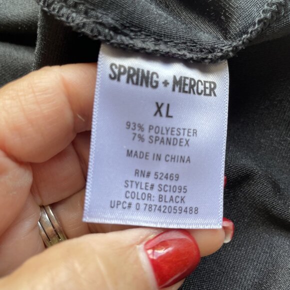 Spring & Mercer Crushed Velvet Legging Tee Tunic Sz XL Black Stretch Whimsigoth - Picture 5 of 8